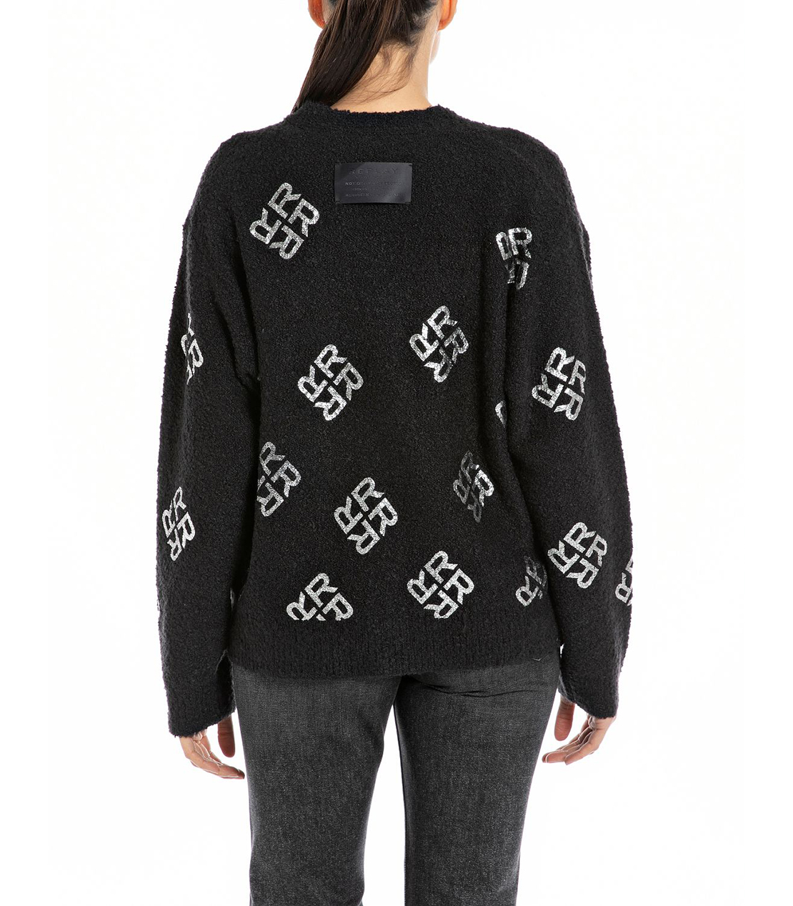 箔押しロゴプリントオーバーサイズカーディガン 詳細画像 ブラック 2